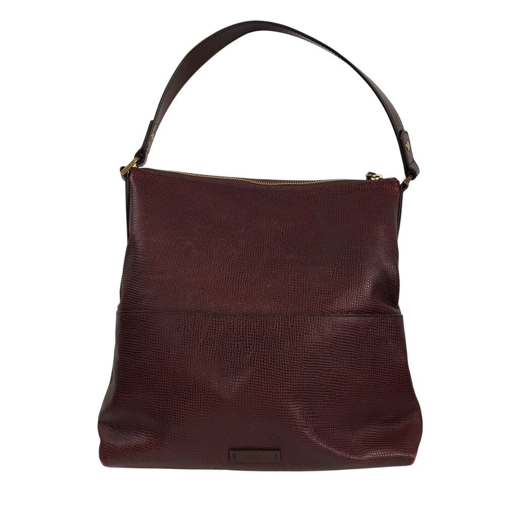 Fossil Amelia Hobo Bag Brown Leather Shoulder Purse Medium Leather Handbag Boho